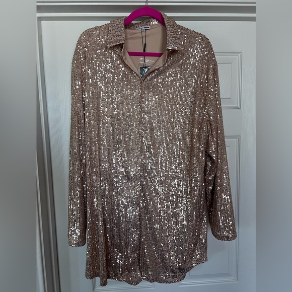 Gold Shirtdress - Picture 1 of 3